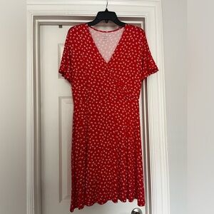 Red wrap summer dress